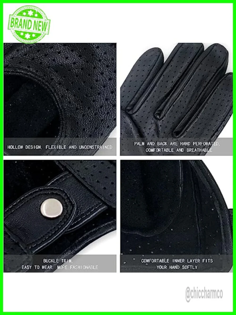 Genuine Lambskin Full Mesh Driving Gloves - Thin Unlined